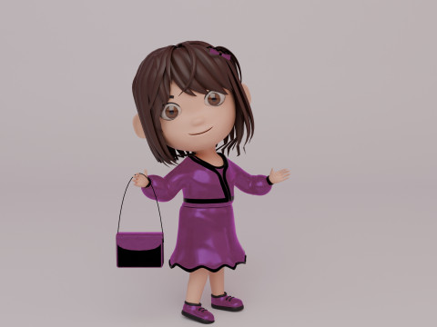 Tinny - Girl Rigged Character-4 Modelo 3D