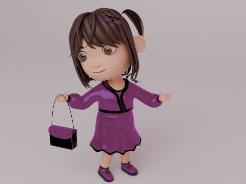 Tinny - Girl Rigged Character-4 Model 3D