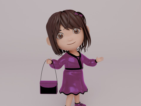 Tinny - Girl Rigged Character-4 Model 3D
