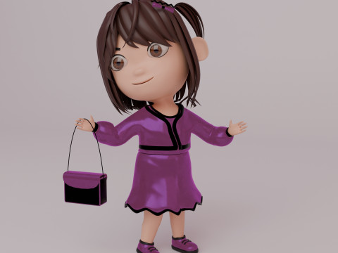 Tinny - Girl Rigged Character-4 Model 3D