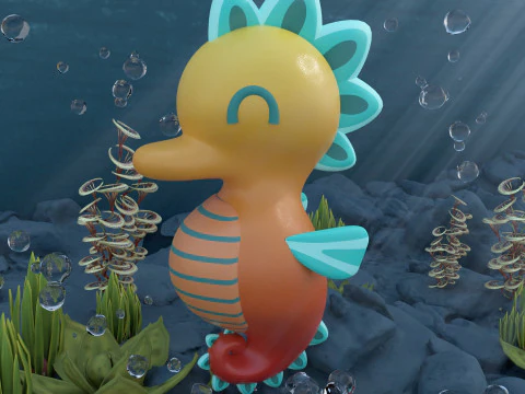 Stylized Seahorse 3D Model