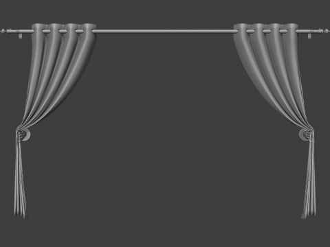 Curtain with Curtain Holder Modello 3D