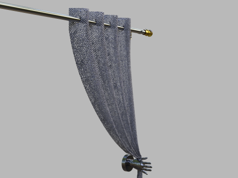 Curtain with Curtain Holder Modello 3D