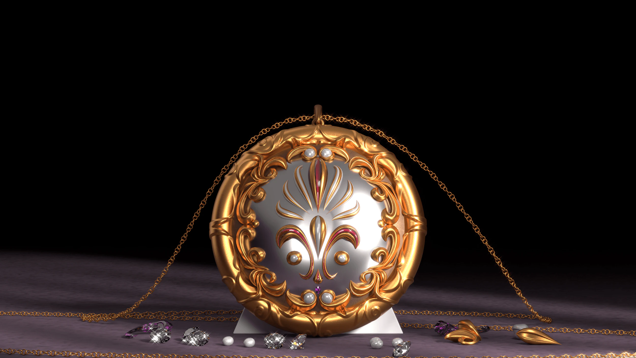 Designer Pendant with chain 3D Model .c4d .max .obj .3ds .fbx .stl .blend 