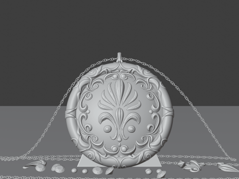 Designer Pendant with chain Modèle 3D