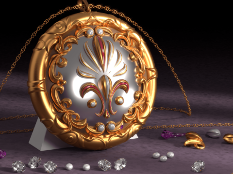 Designer Pendant with chain Modèle 3D