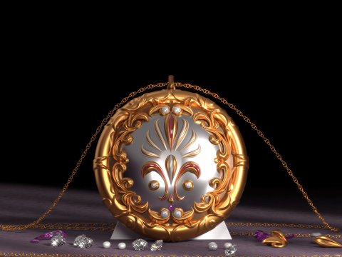 Designer Pendant with chain Modèle 3D