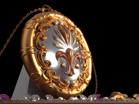 Designer Pendant with chain Modèle 3D