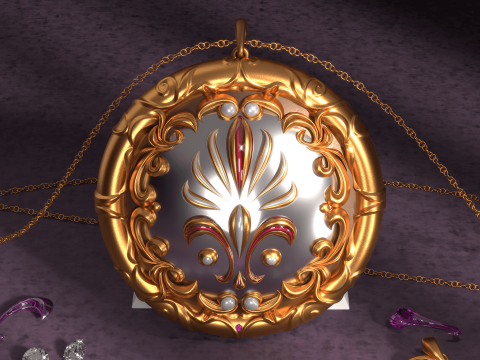 Designer Pendant with chain Modèle 3D
