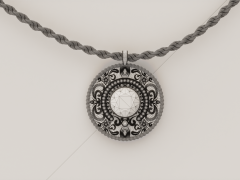 Diamond Pendant with Rope Chain Modelo 3D