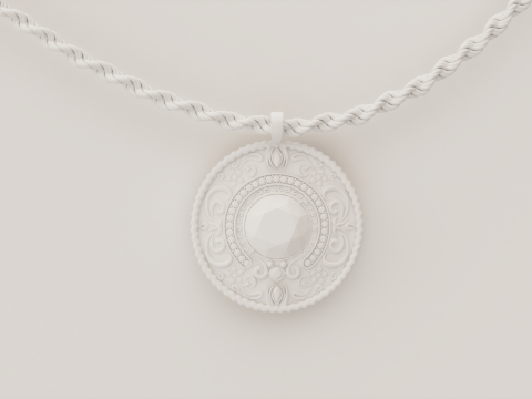 Diamond Pendant with Rope Chain Modelo 3D