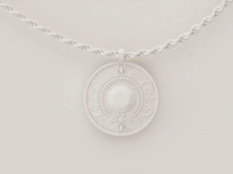 Diamond Pendant with Rope Chain 3D Model