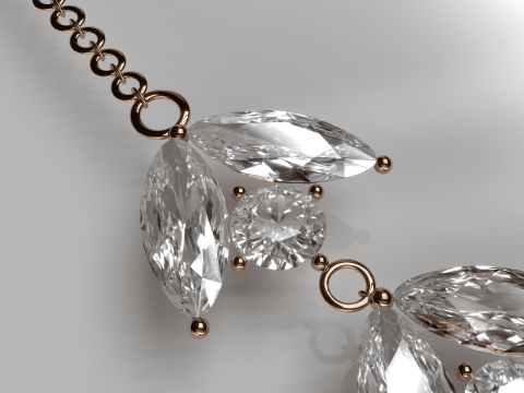 Diamond Jewellery Neckless 3D Model