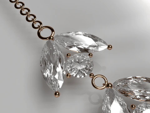 Diamond Jewellery Neckless 3D Model