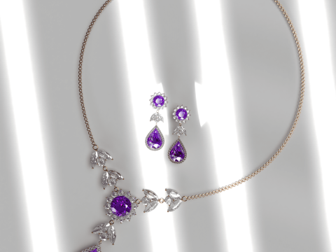 Diamond Jewellery Neckless 3D Model