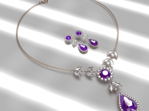 Diamond Jewellery Neckless 3D Model