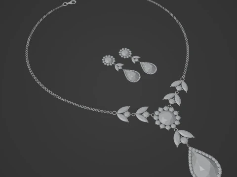 Diamond Jewellery Neckless 3D Model