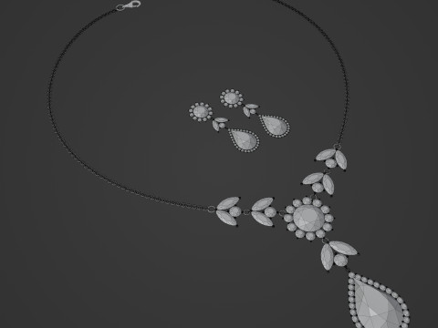 Diamond Jewellery Neckless 3D Model