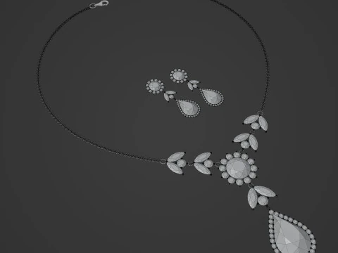 Diamond Jewellery Neckless 3D Model