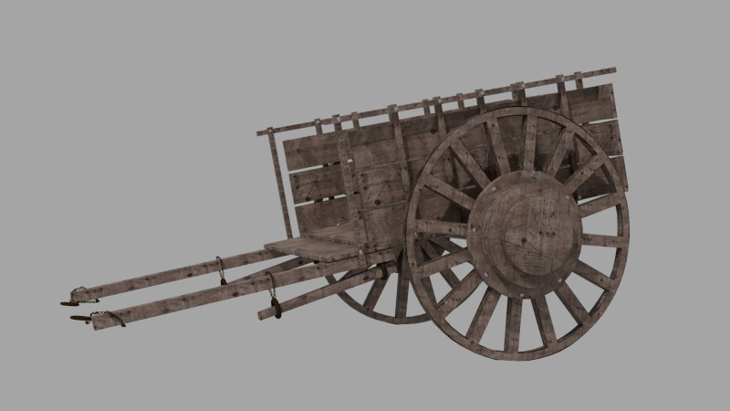 Oxcart 3D Model .c4d .max .obj .3ds .fbx .stl .blend