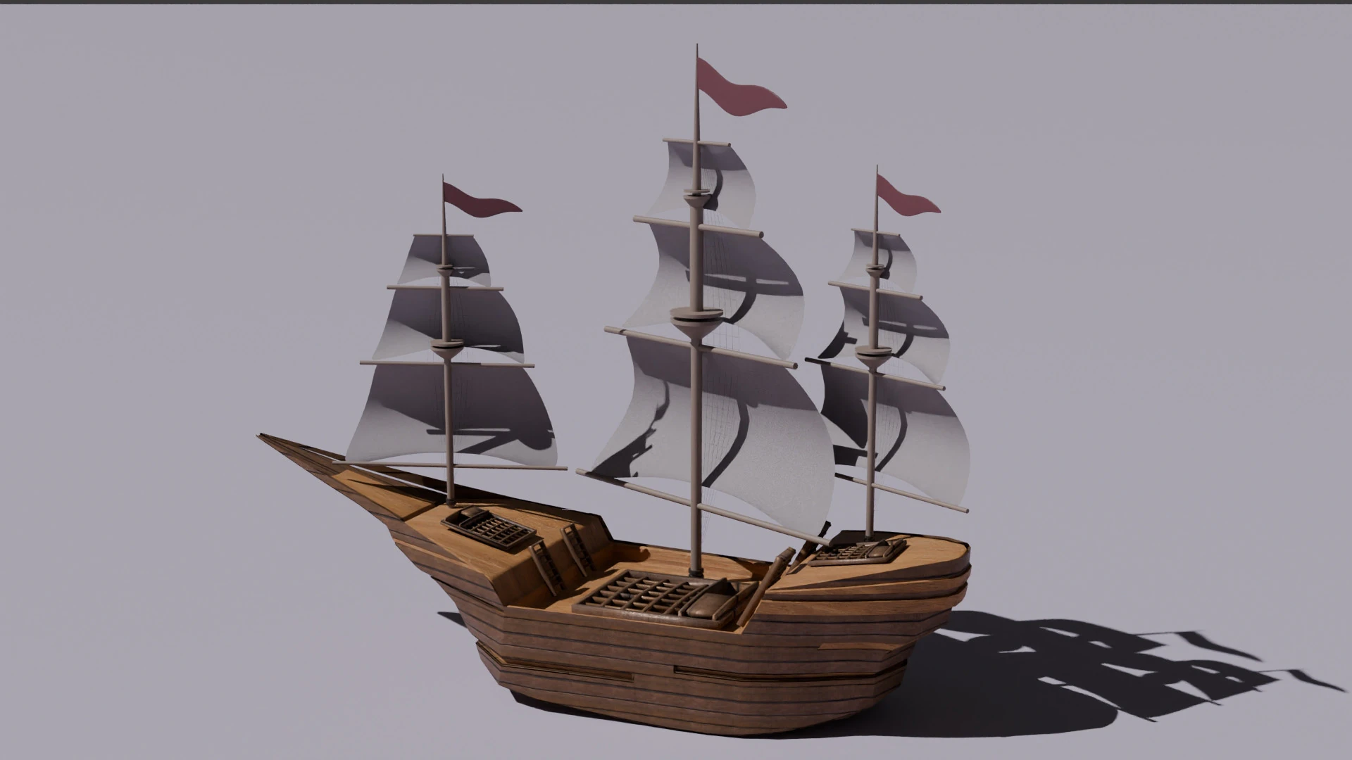 Wooden Boat 3D Model .c4d .max .obj .3ds .fbx .stl .blend 