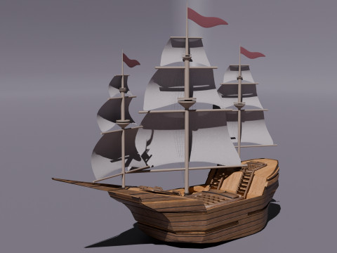 Wooden Boat Model 3D