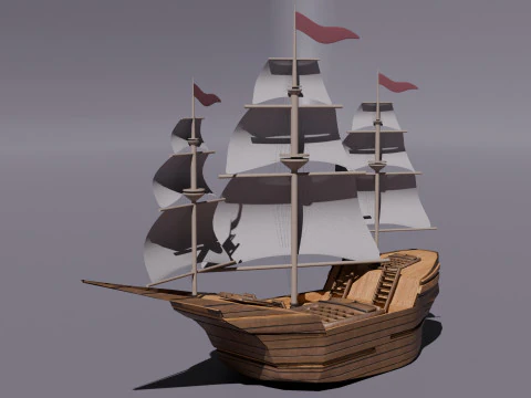 Wooden Boat 3D Model