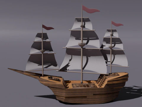 Wooden Boat 3D Model