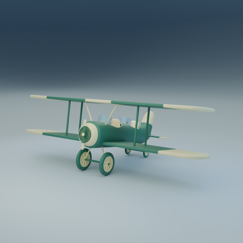 Stylized WW1plane 3D Model .c4d .max .obj .3ds .fbx .stl .blend 