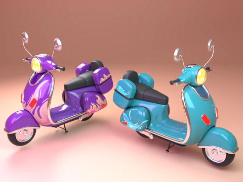 Stylized cartoon scooter 3D Model