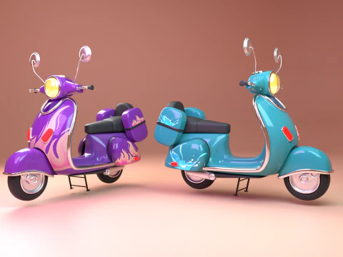 Stylized cartoon scooter 3D Model
