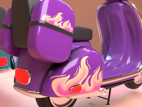 Stylized cartoon scooter 3D Model