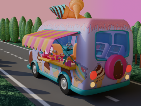 STYLIZED ICE CREAM TRUCK 3D Model