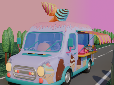 STYLIZED ICE CREAM TRUCK 3D Model