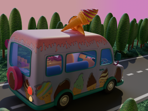 STYLIZED ICE CREAM TRUCK 3D Model