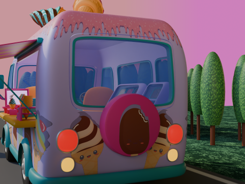 STYLIZED ICE CREAM TRUCK 3D Model
