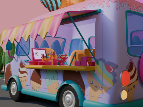 STYLIZED ICE CREAM TRUCK 3D Model
