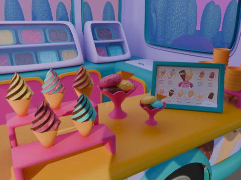 STYLIZED ICE CREAM TRUCK 3D Model