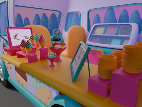 STYLIZED ICE CREAM TRUCK 3D Model