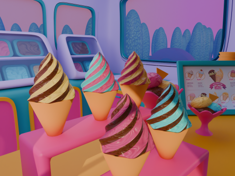 STYLIZED ICE CREAM TRUCK 3D Model