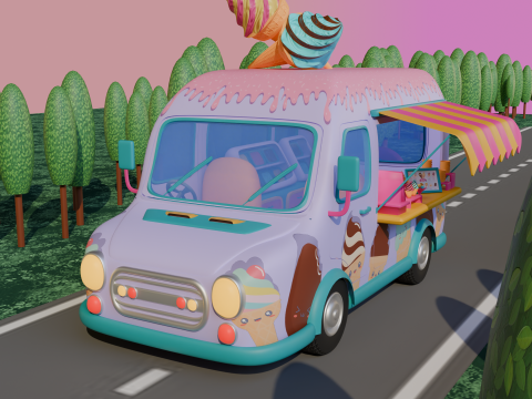 STYLIZED ICE CREAM TRUCK Modèle 3D