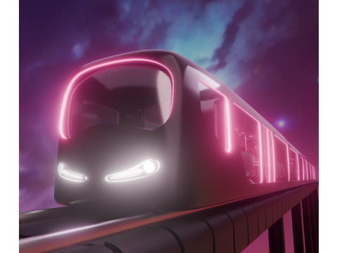 Sci-Fi Metro Train 3D Model
