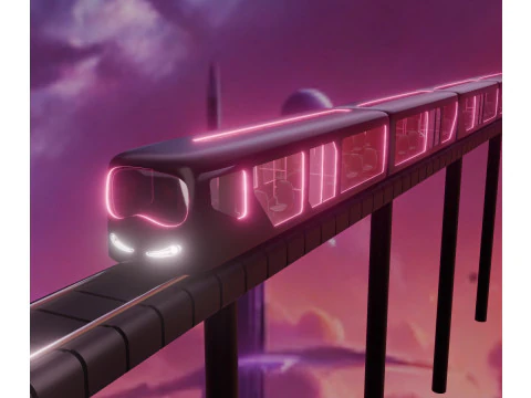 Sci-Fi Metro Train 3D Model