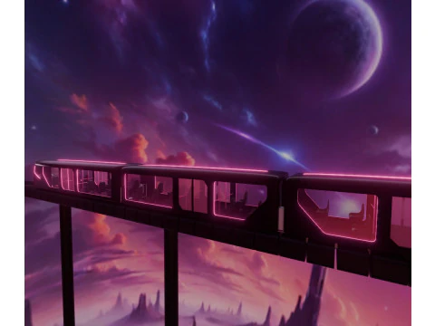Sci-Fi Metro Train 3D Model