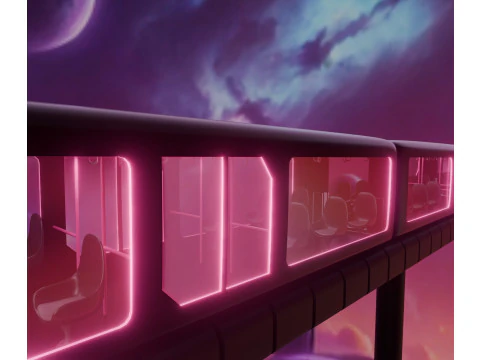 Sci-Fi Metro Train 3D Model