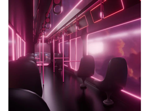 Sci-Fi Metro Train 3D Model
