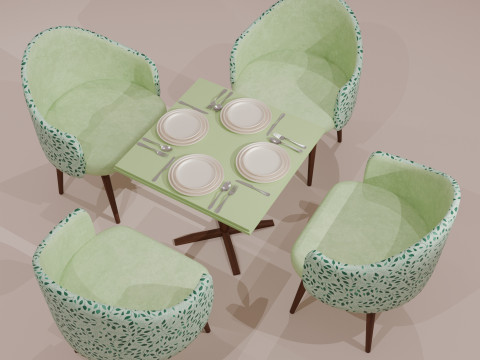 Dining Table Set Modèle 3D