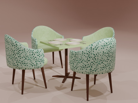 Dining Table Set Modèle 3D