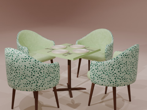 Dining Table Set Modèle 3D