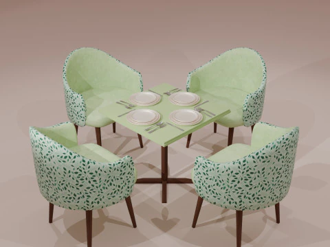 Dining Table Set 3D Model